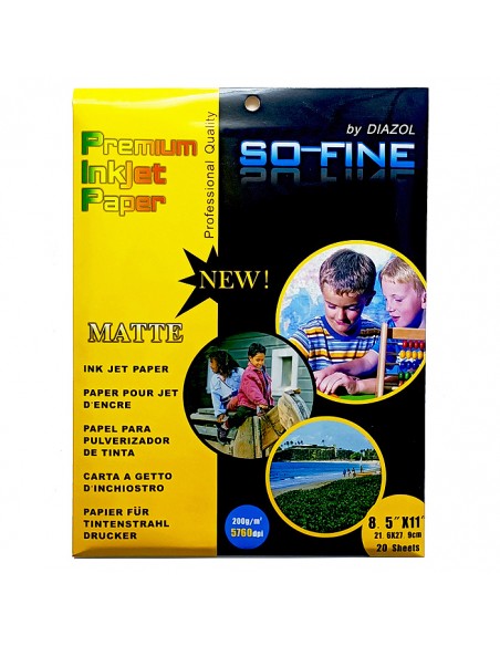 Papel Fotográfico T/Carta Matte 200g 20 Uds