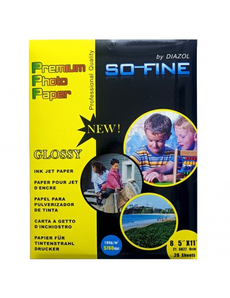 Papel Fotográfico T/Carta Glossy 180g 20 Uds