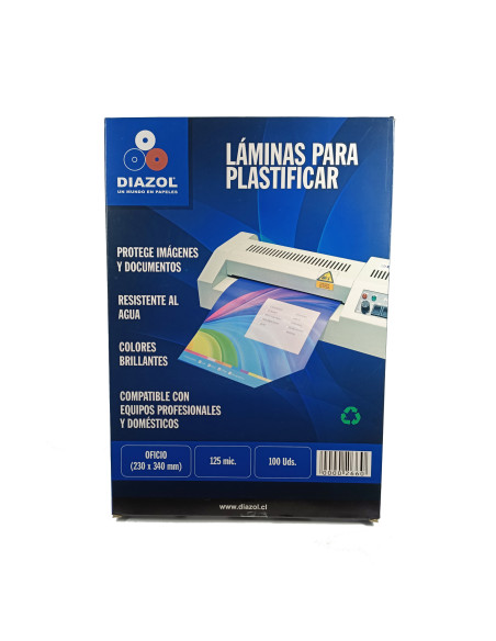 Sobres de láminas para termolaminar Oficio 125 micrones 100 Uds